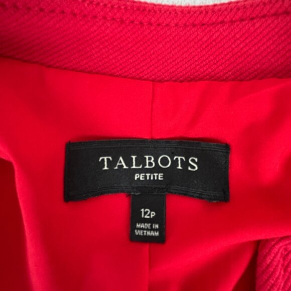 Talbots Women 6P Red Military Jacket Cotton Blend Buttons Twill Classic Holiday - Picture 8 of 16